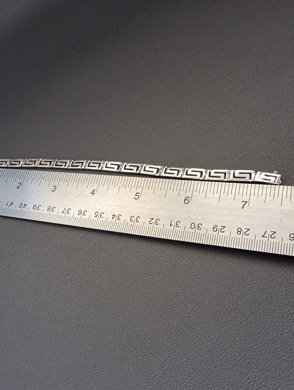 925 Italy ATI Sterling Silver Greek Key Meander Link Bracelet 7.5" Box Clasp - Picture 6 of 6